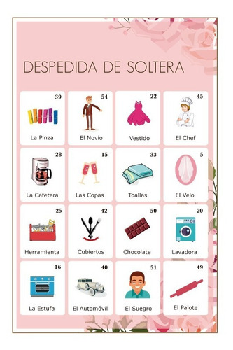 Lotería Despedida De Soltera Imprimible 60 Tablas