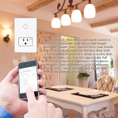 Interruptor inteligente, interruptor de luz Wi-Fi, requiere cable neutro,  compatible con Alexa, Google Assistant