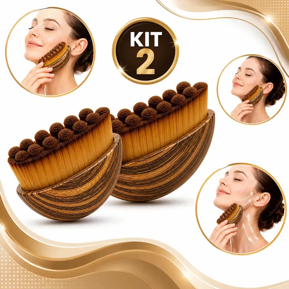 Kit 2 Escova Facial Drenagem Linfatica Reduz Inchaço Boa Dica