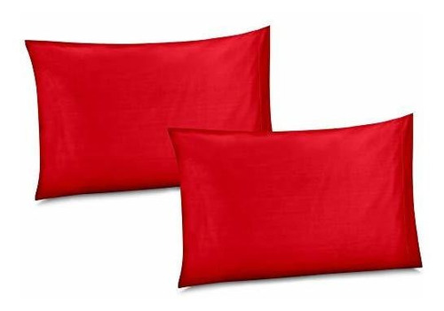 Set De 2 Fundas De Almohada De Algodón/percale - Rojas