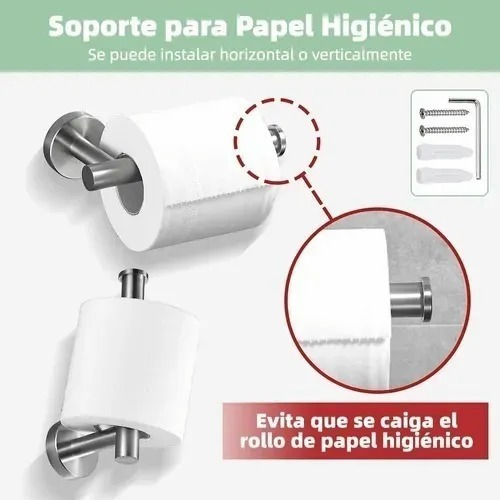 Imagen 6 de 10 de Juego De Accesorios De Baño Plata Mate, 7 Piezas