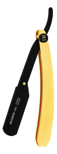 Navalhete De Barbeiro Cabo Dourado Com Regulador Dilcintia Cor Preto/Dourado