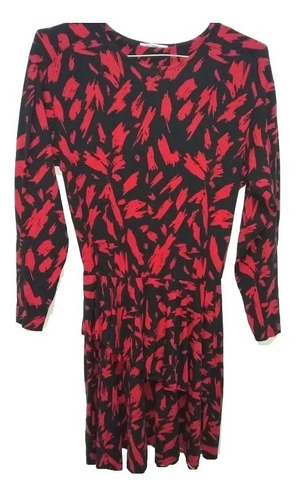 Zara Vestido Rojo Con Negro