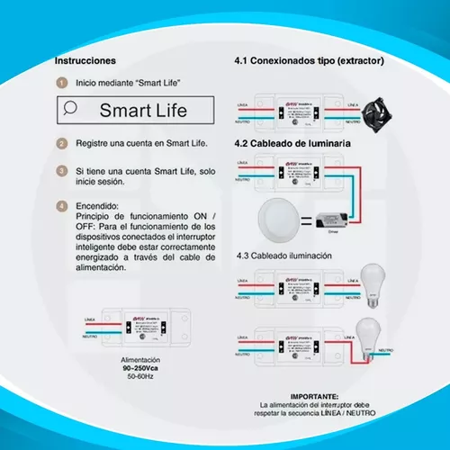 Interruptor Inteligente Wifi Smart Con Borneras 2200va Baw