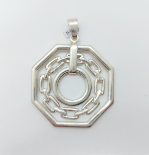 Dije Hexagonal Grumet Plata 925 Moda Mujer 