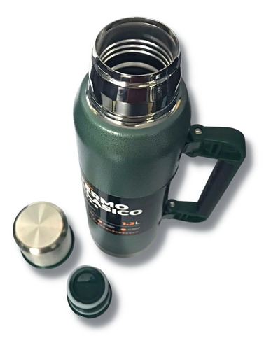 Imagen 3 de 3 de Termo Acero Inox 1.3 Lt Lusqtoff Tapón Cebador Color Verde