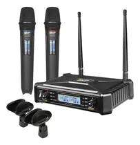 Comprar Set X2 Micrófonos Inalámbricos SKP UHF 600 Pro 300 Canales Color Negro