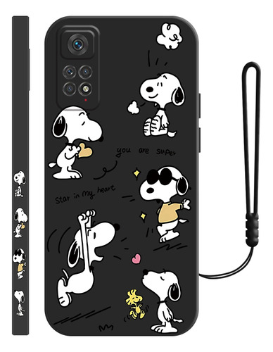 Carcasa De Silicona Diseño De Snoopys Para Xiaomi + Correas