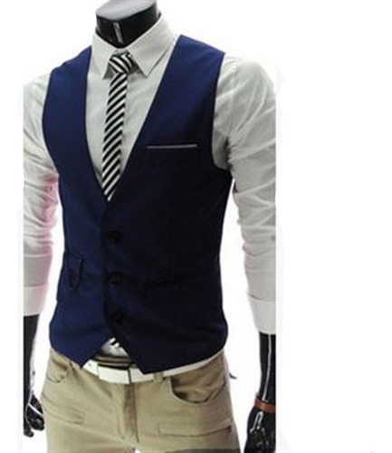 Chalecos De Traje Hombre Slim Color Sólido Solo Pecho