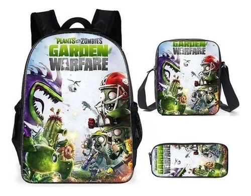 Mochila Plantas Vs. Zombies Con 3 Piezas