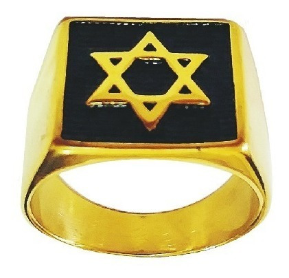 Anel Judaico Estrela De Davi Em Aço Inoxidável Dourado