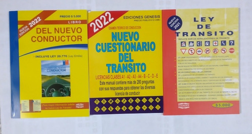 Pack 3 Libros Conductor. Ley De Tránsito. Ensayo Cuestionari