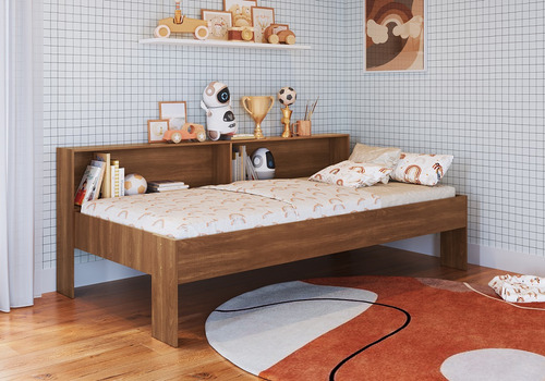 Cama convencional Art In Móveis Art in Móveis solteiro cor marrom fabricado em mdp