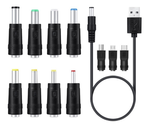 Cable De Carga 11in1 5v Usb A Dc 5.5x2.1mm Plug Para Ventila