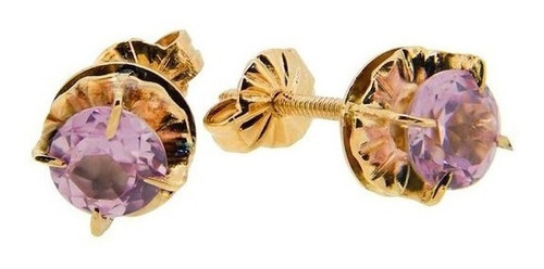 Aros Chatones Piedra Rosa Francia Oro 18k