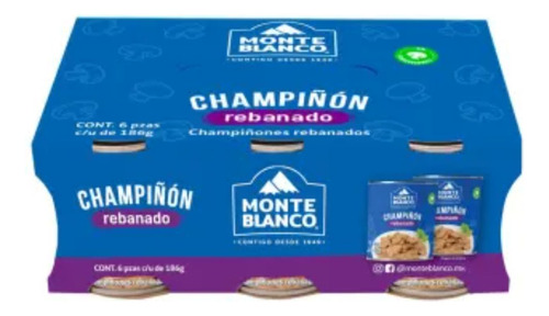 3 Pza Champiñones Rebanados Monte Blanco 6 Pzas De 186g