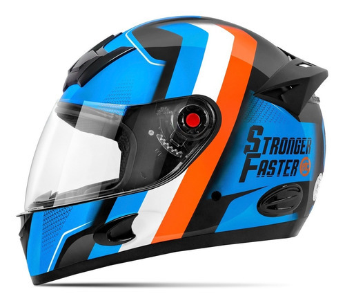 Capacete Para Moto Integral Etceter Stronger Faster Cor Azul/Laranja Tamanho do capacete 58