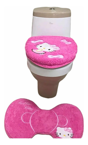 Juego De Baño Hello Kitty Tapete+funda De Tapa Sanrio Wc