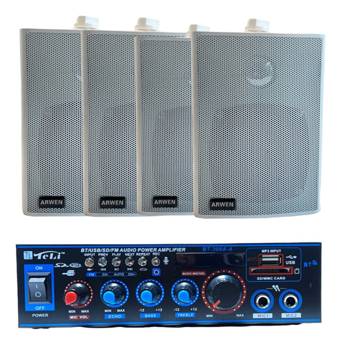 Sistema De Musica Funcional | Amplificador + 4 Bafles