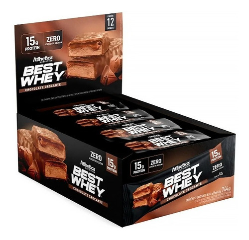 Barra Best Whey Chocolate Crocante 15g Proteina - Zero Açúcar