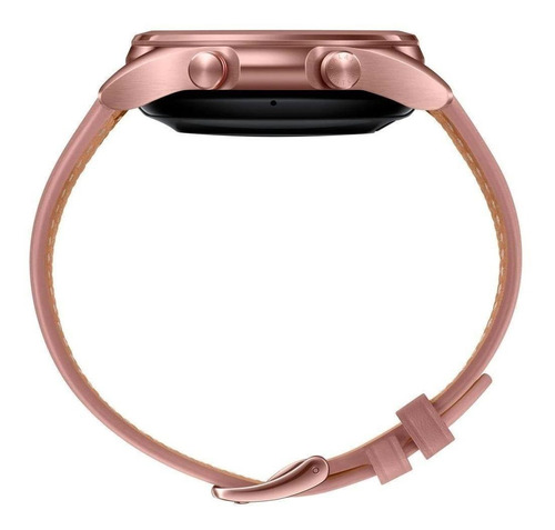 Imagen 3 de 4 de Samsung Galaxy Watch3 1.2" caja 41mm de acero inoxidable mystic bronze, malla marrón claro de cuero y bisel mystic bronze SM-R850