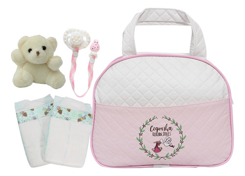 Conjunto Para Bebê Reborn Com 02 Fraldas E Chupeta Com Bolsa