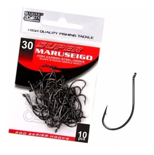 Anzol Marine Sports Super Maruseigo Black Nº 30 10 Unidades