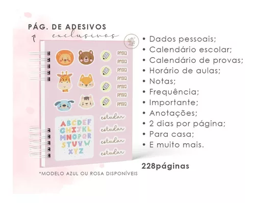 Agenda Escolar 2023 Infantil | Cute Meninas Roxo | Letrinhas