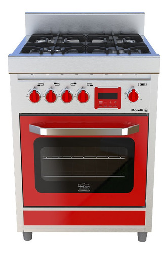 Imagen 2 de 2 de Cocina Morelli Vintage Touch 600 a gas/eléctrica 4 hornallas roja 220V puerta con visor