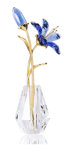 Movdyka Figura Flor Lirio Cristal Tallo Estatua Hecha Mano