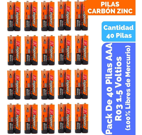 Conveniente Pack De 40 Pilas Tamaño Aaa, R03 1.5 Voltios