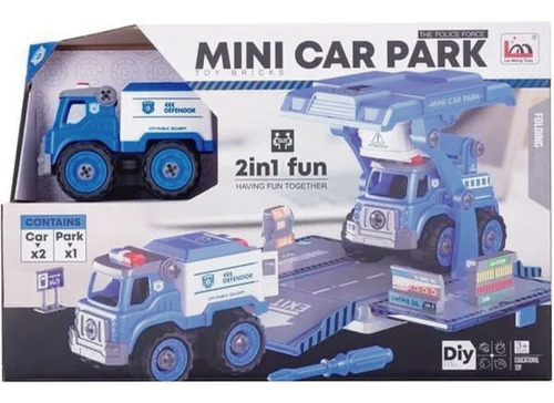 Mini Set 2 Vehiculos Azul Diy Mini Car Park Ik0067