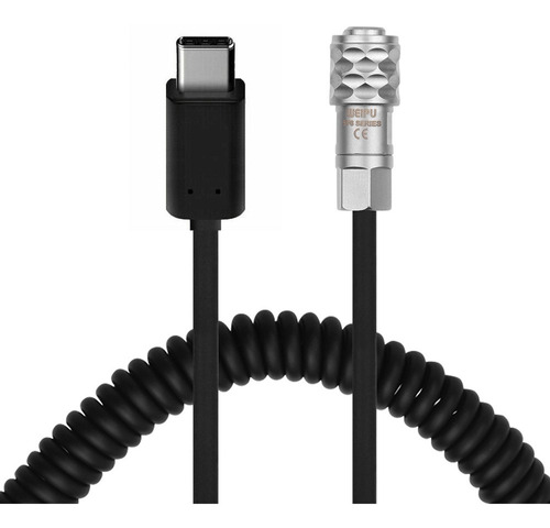 Cabo Espiral Usb-c X 2 Pinos Para Blackmagic Bmpcc 4k E 6k