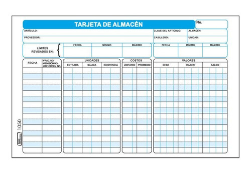 3pzas Tarjeta De Almacen Printaform 1050 5 X 8\  C/50