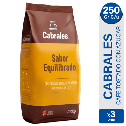 Cafe Cabrales Tostado Sabor Equilibrado Con Azucar - Pack X3