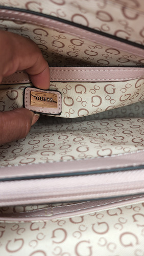 Bolsa Guess Bg958023 Nueva 100 % Original Con Etiqueta Rosa Pálido Estampado Oro Rosa Pálido