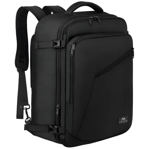 Mochila De Viagem 40l Grande Expansível Impermeável Antifurto Para Masculina E Feminina, Mochila Escolar Executiva Item Pessoal De 10kg Aprovado Para Aviões, Matein 1159 Cor Preto
