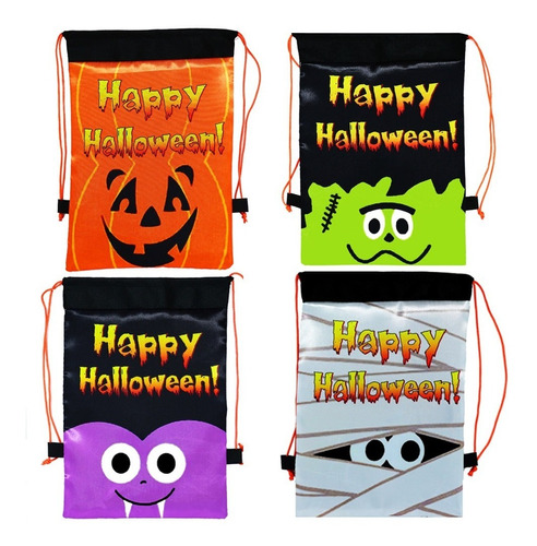 Dulcero Halloween Bolsa Morral Con Cordón 50 P