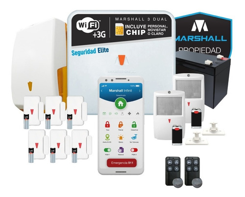 Kit Alarma Inalambrica Marshall 3t Gsm 3g Domiciliaria Comercio Aplicacion Para Celular Marshall App
