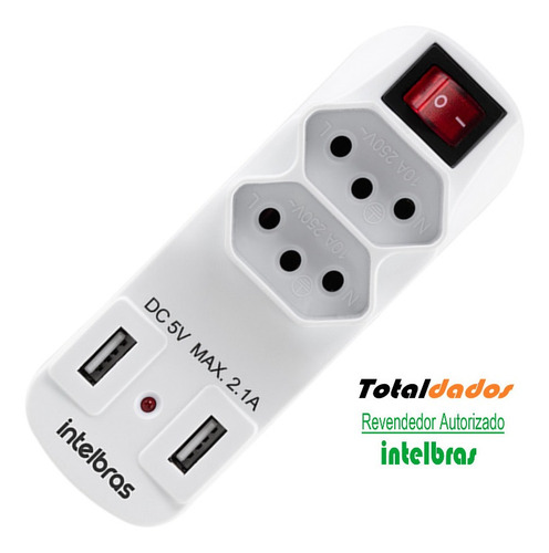Imagem 6 de 6 de Adaptador E Carregador De 2 Tomadas E 2 Usb - Eac 1002