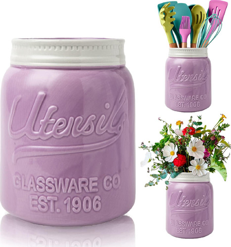 Organizador De Cocina Morado 17cm Alto Para Utensilios