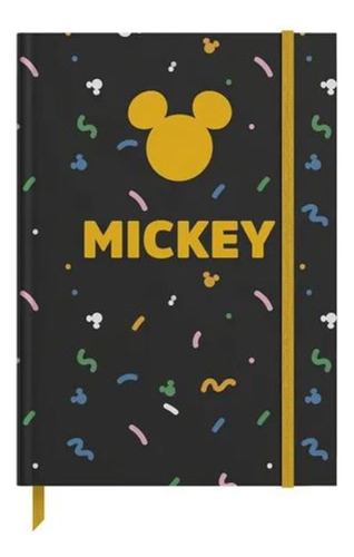 Caderneta Capa Dura E Elástico 80 Folhas Mickey Mouse Disney