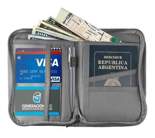 Organizador De Viaje Pocket Porta Pasaporte Tarjetas Color