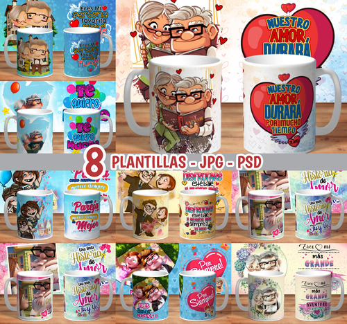 8 Plantillas Sublimacion Tazas San Valentin Editables Up