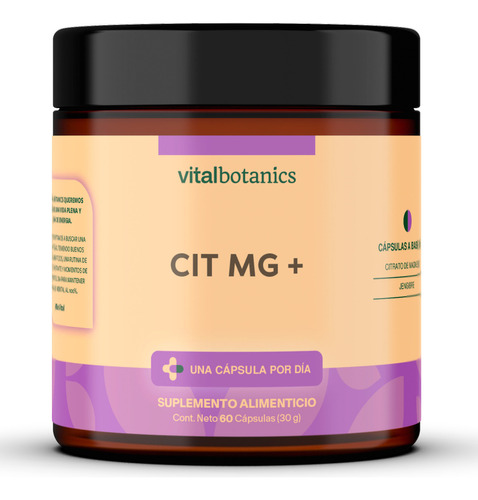 Citrato De Magnesio Y Jengibre Con 60 Caps | Vitalbotanics Sabor Sin sabor