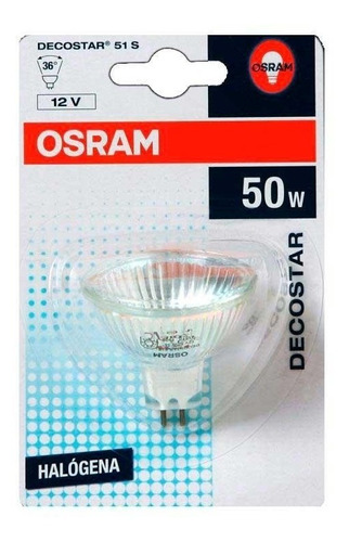 Osram - Lâmpada Halogena Dicroica Mr16 12v 50w 36° Cor Da Luz 3000k