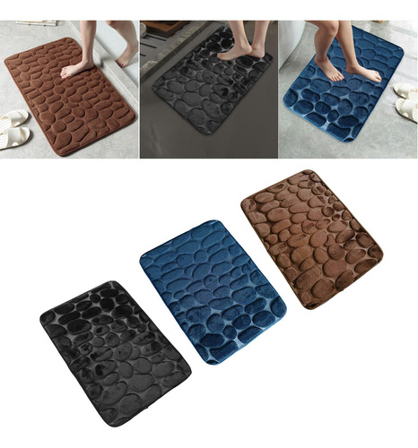 3 Alfombrillas De Baño Con Efecto 3d De Adoquines,