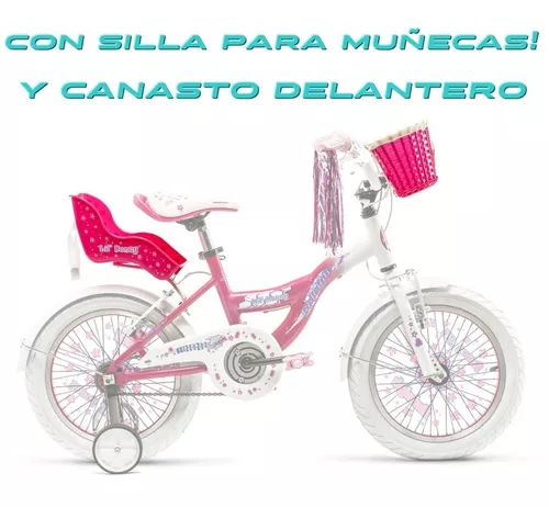 Kit Accesorios Bicicleta Nena Sillia Canasto Flecos