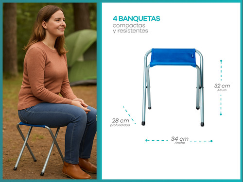 Set Camping Discovery 4 Sillas + Mesa 1.20 Plegable Portátil