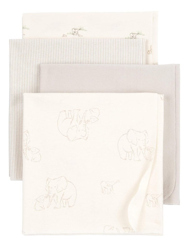 Carter's Baby Mantas De Recepción Unisex, Paquete De 4 (elef